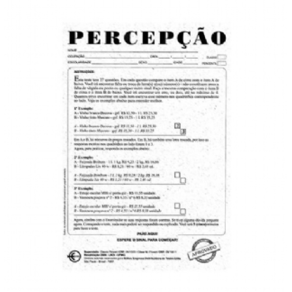 Bateria TSP - Percepção 